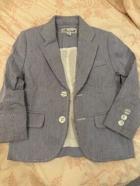 Children's Seersucker Stripe Blazer - Blue by Busy Bees